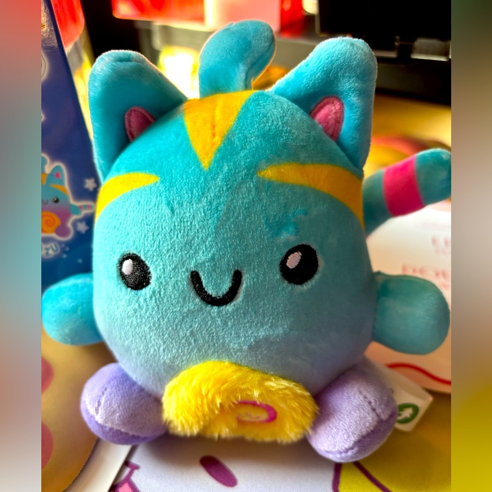 Plush Cat Toy - Blue and Yellow
